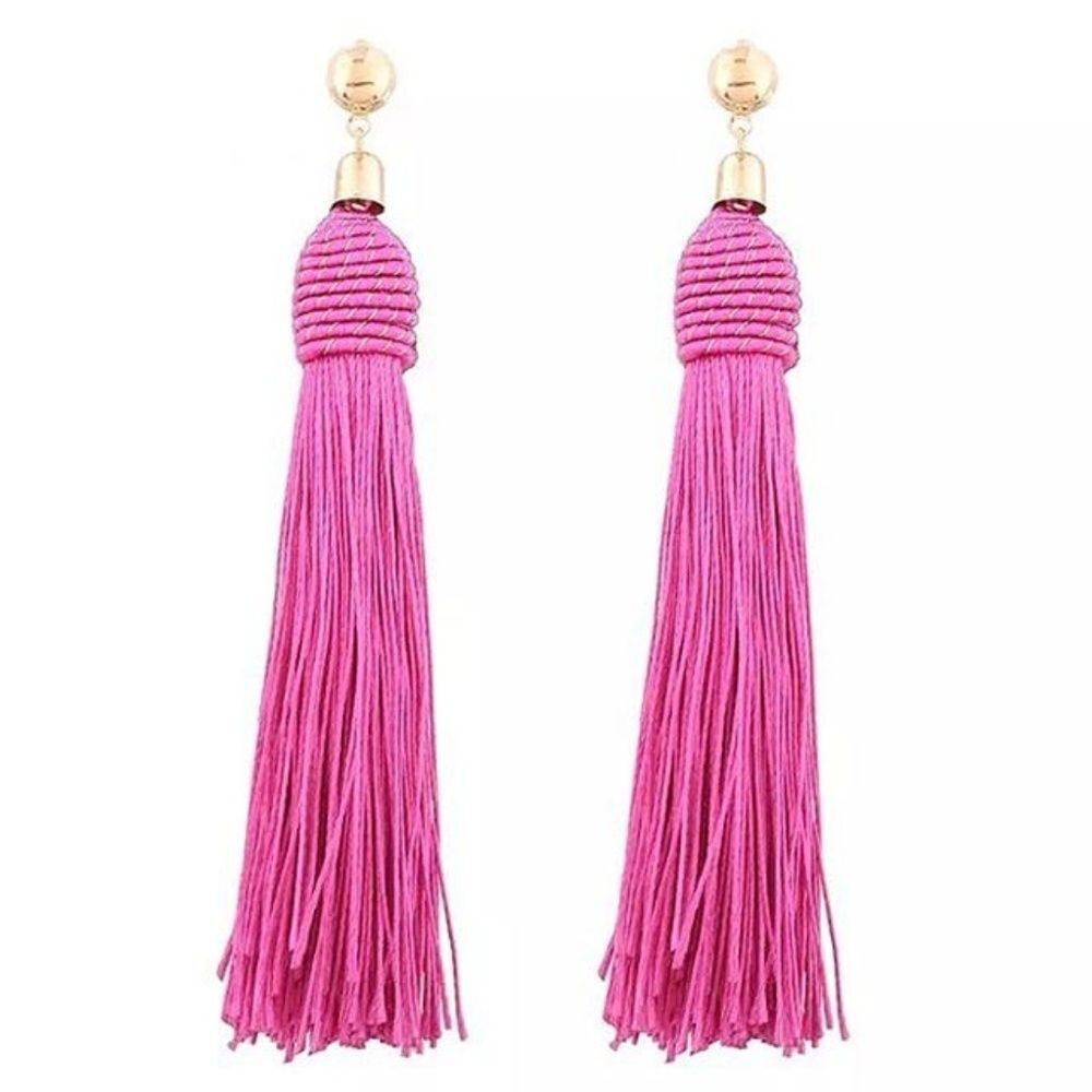 Hot Pink Tassel Earrings